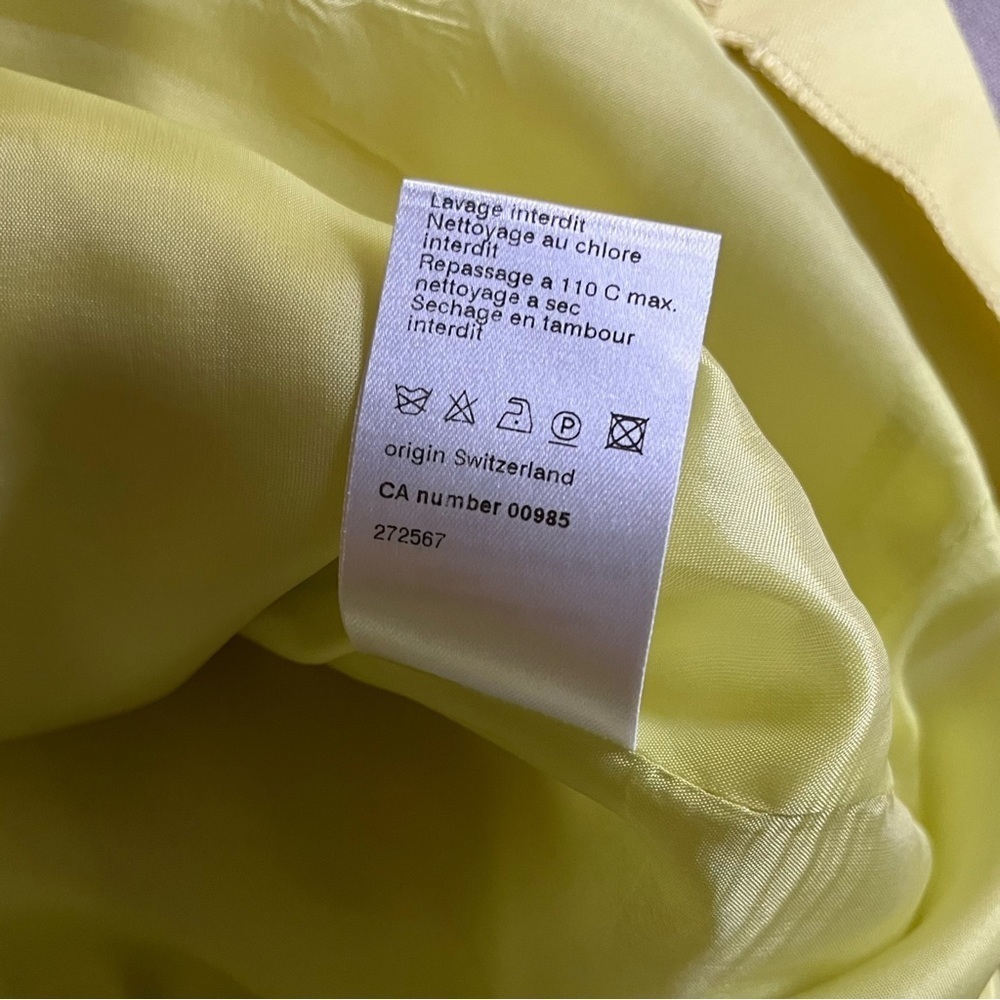 Akris Punto Pleated Yellow Lime Dress in Size 8 - Picture 7 of 7
